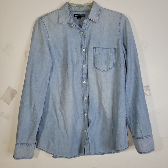 Womans J Crew Mercantile Chambray Button front Shirt Size S - Picture 2 of 8